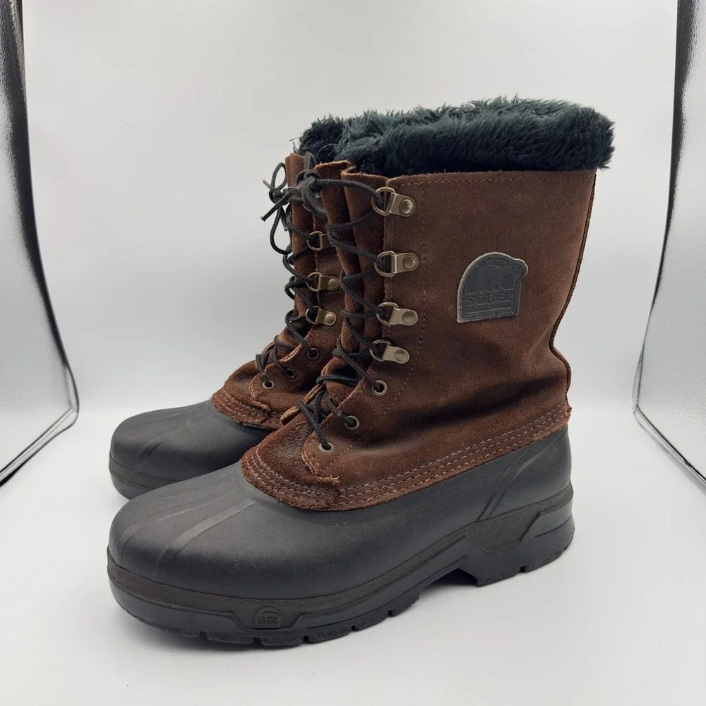 Sorel Kaufman‎ Canada Vintage Winter Snow Boots Brown Suede Rubber Duck Mens 10
